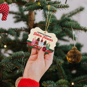 Sisters Forever, Medallion Wood Ornament, Christmas Gifts For Sisters - Ornament - GoDuckee