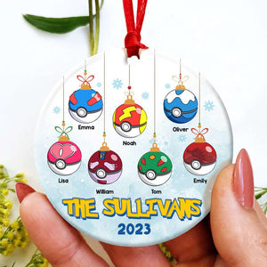 Gift For Family, Personalized Ceramic Ornament, Cartoon Ball Family Ornament, Christmas Gift 01OHTI241023 - Ornament - GoDuckee