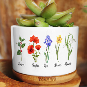 Family Garden Grandma Mom Personalized Plant Pot, Gift For Grandma, Flower Garden Pot - Plant Pot - GoDuckee