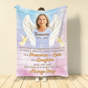 Our Memories Of Love And Laughter Shal Not Fade, Gift For Heaven Personalized Blanket - Blanket - GoDuckee