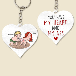 You Have My Heart Personalized Keychain, Gift For Funny Couple - Keychains - GoDuckee