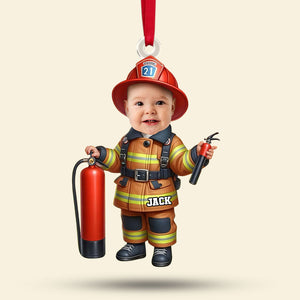 Custom Photo Gifts For Kid Firefighter Ornament 03ohti211124 - Ornament - GoDuckee