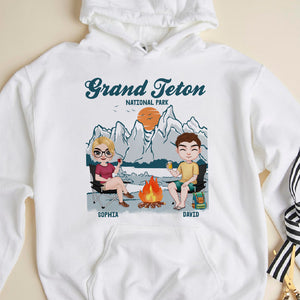 Couple Camping, Couple Drinking Personalized T-shirt Hoodie Sweatshirt 01HUDT160323HH - Shirts - GoDuckee
