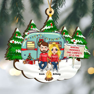 Making Memories One Campsite At A Time, Personalized Wood Ornament, Gifts For Couple - Ornament - GoDuckee