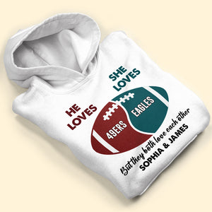 Both Love Each Other, Couple Gift, Personalized Shirt, American Football Fans Shirt 03HUTI011123 - Shirts - GoDuckee