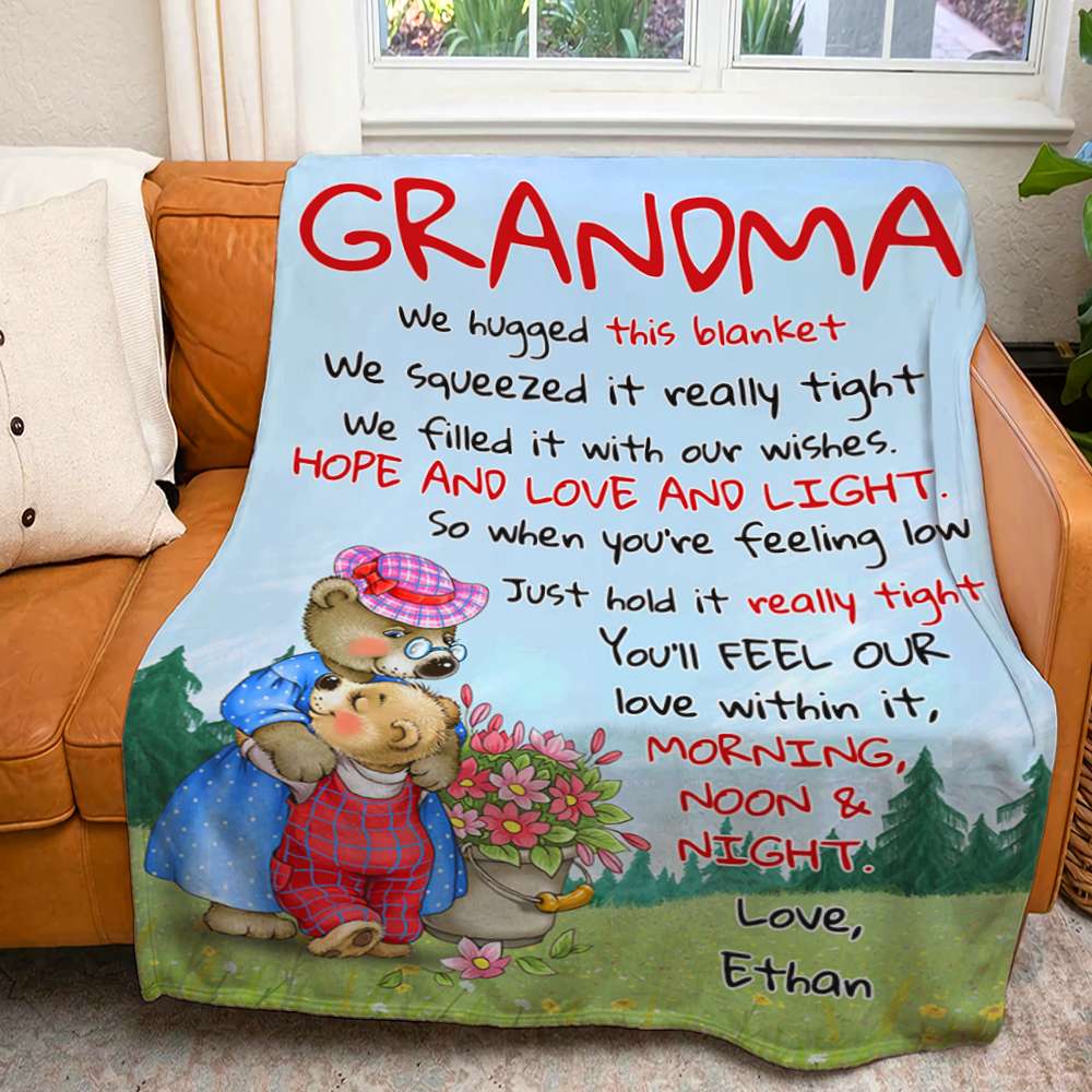 Hope And Love And Light, Personalized Blanket, Love Grandma, Gift For Grandma - Blanket - GoDuckee
