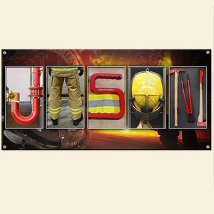 Firefighter Name Art, Gift For Firefighters, Personalized Metal Sign, Custom Name Art Metal Sign - Metal Wall Art - GoDuckee