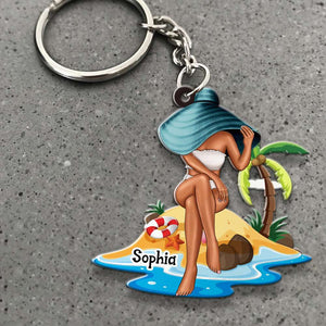 Beach Girl Gift, Personalized Keychain Besties Gift - Keychains - GoDuckee