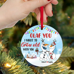 I Want To Grow Old With You, Gift For Couple, Personalized Ornament, Snowman Couple Ornament, Christmas Gift 05HTTI270723HA - Ornament - GoDuckee