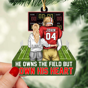 He Owns The Field But I Own His Heart, Personalized Ornament, Gifts For Football Player - Ornament - GoDuckee