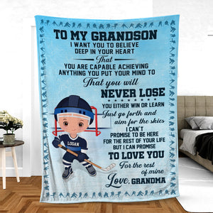 Gift For Kid, Personalized Blanket, Hockey Kid Blanket - Blanket - GoDuckee