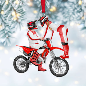 Personalized Gift For Couple Christmas Ornament Motorcross Couple 015ACTI111124PA - Ornament - GoDuckee