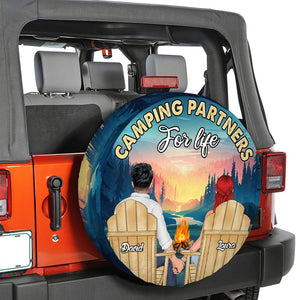 Camping Partners For Life, Gift For Couple, Personalized Tire Cover, Camping Couple Tire Cover, Couple Gift - Tire Cover - GoDuckee