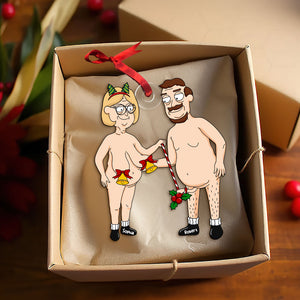 Personalized Gift For Couple Christmas Ornament Cartoon Naughty Couple 063ACTI041124PA - Ornament - GoDuckee