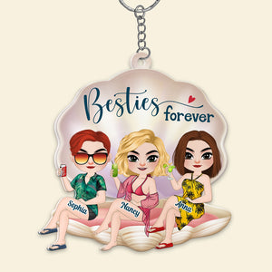 Besties Beach Girl Gift, Personalized Keychain Sisters Gift 09ACDT230623TM - Keychains - GoDuckee