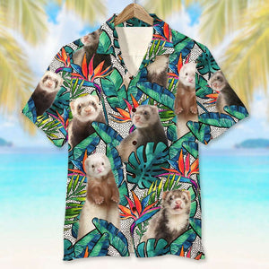 Gift For Ferret Lovers, Personalized Hawaiian Shirt, Custom Image Ferret Hawaiian Shirt - Hawaiian Shirts - GoDuckee