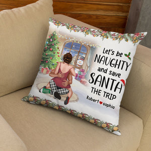 Let's Be Naughty, Couple Gift, Personalized Square Pillow, Funny Couple Pillow, Christmas Gift 05HUTI110923HH - Pillow - GoDuckee