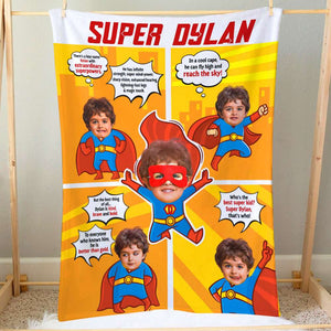 Super Kid, Personalized Blanket, Custom Photo Kid Comic Blanket 06QHTI011223 - Blanket - GoDuckee