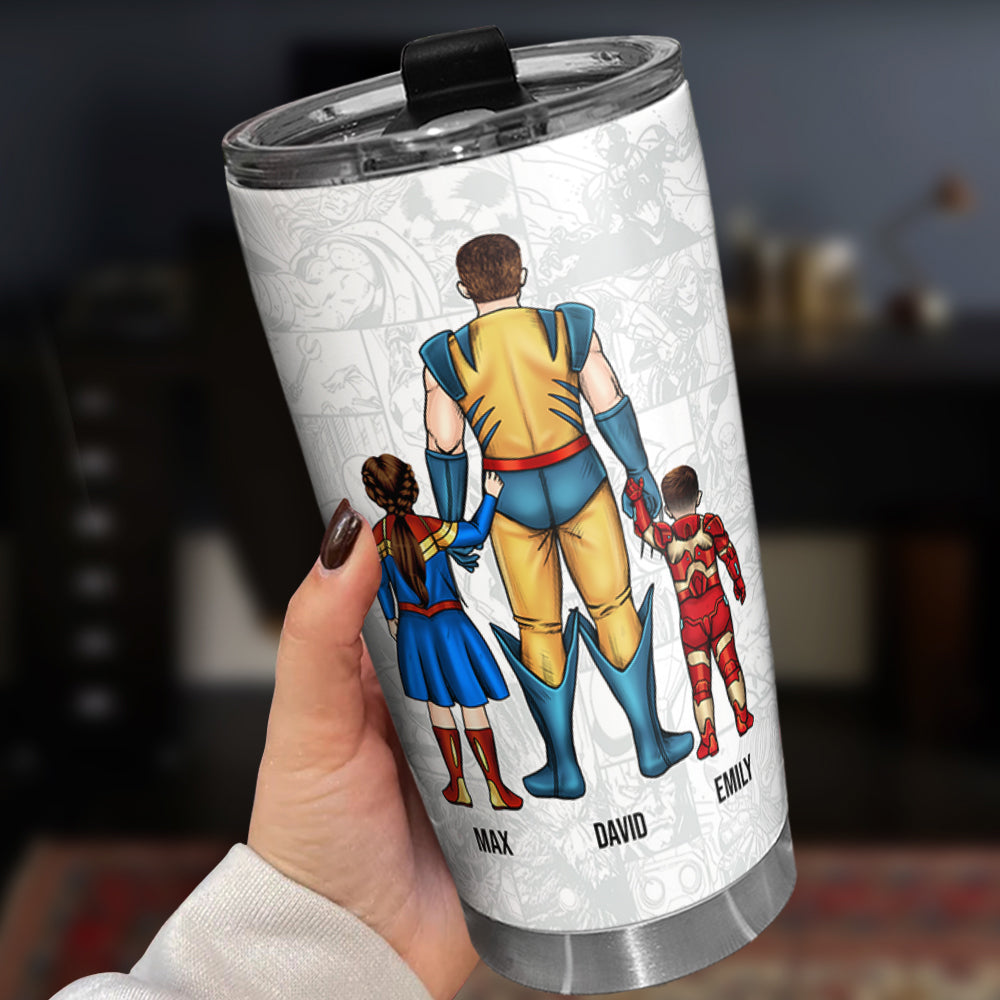 Our Dad Is Super - Personalized Tumbler Cup - Tumbler Cup - GoDuckee