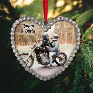 Custom Motorcycle Photo Ornament, Gift For Couple, Christmas Gift, Couple Ornament - Ornament - GoDuckee
