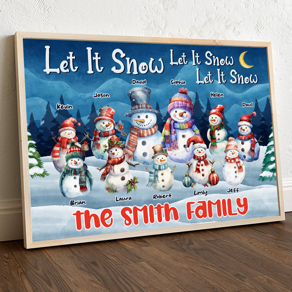 Let It Snow, Personalized Canvas Poster, Gifts For Snowman Family - Poster & Canvas - GoDuckee