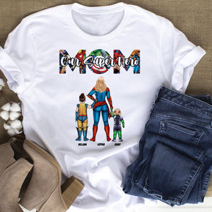Our Super Hero Mom, Gift For Mom, Personalized Shirt, Super Mom And Kids Shirt 04OHTI131223TM - Shirts - GoDuckee