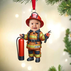 Custom Photo Gifts For Kids Firefighter Ornament 03ohti211124 - Ornament - GoDuckee