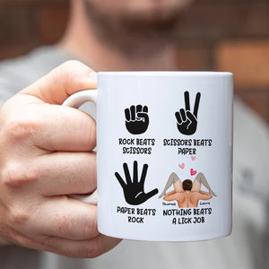 Rock Beats Scissors Personalized Mug, Funny Gift For Couple - Coffee Mug - GoDuckee