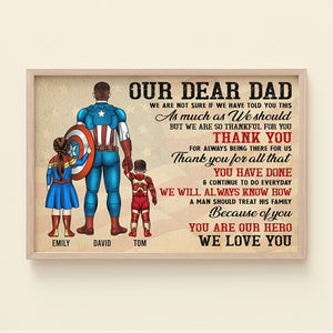 Our Dear Super Dad, We Love You - Personalized Canvas Poster Print - Gift For Dad - Poster & Canvas - GoDuckee