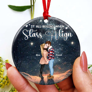 Romantic Couple Personalized Ornament, It All Begins When Stars Align 03QHTI131123PA - Ornament - GoDuckee