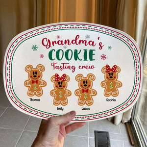 Grandma's Cookie Tasting Crew, Gift For Grandma, Personalized Resin Plate, Grandkids Gingerbread Plate, Christmas Gift 03HUTI100723 - Resin Plate - GoDuckee