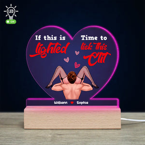 If This Is Lighted Time To Lick This Clit, Personalized 3D Led Light, Gifts For Him, Gift For Her - Led Night Light - GoDuckee