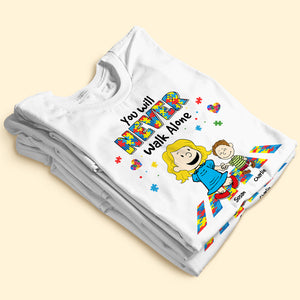 Personalized Gifts For Autism Awareness Shirt Cartoon Parent And Kids 02KATI190225HH - Shirts - GoDuckee