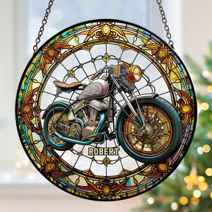 Personalized Gifts For Biker Motorcycle Stained Glass Ornament 01NATI310824 - Ornament - GoDuckee