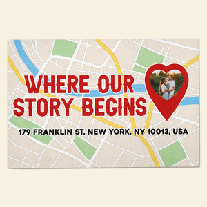 Where Our Story Begins, Couple Gift, Personalized Doormat, Couple Map Custom Image Doormat - Doormat - GoDuckee