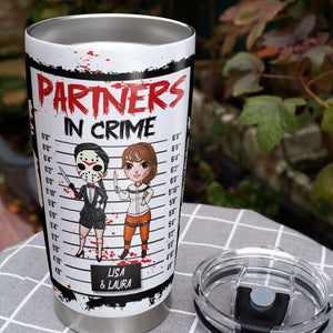 Partners In Crime, Gift For Bestie, Personalized Tumbler, Horror Character Friends Tumbler, Halloween Gift 04HTTI270623HH - Tumbler Cup - GoDuckee