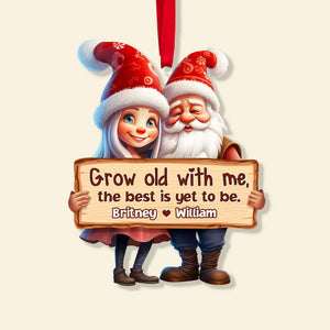 Grow Old With Me, The Best Is Yet To Be, Couple Gift, Personalized Acrylic Ornament, Santa Couple Ornament, Christmas Gift - Ornament - GoDuckee