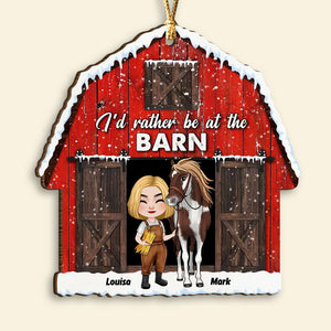 I'd Rather Be At The Barn, Personalized Wood Ornament, Gifts For Horse Lovers - Ornament - GoDuckee