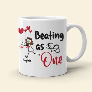 Love Is Two Hearts, Personalized Couple Mug Set - Gift For Couple - Coffee Mug - GoDuckee