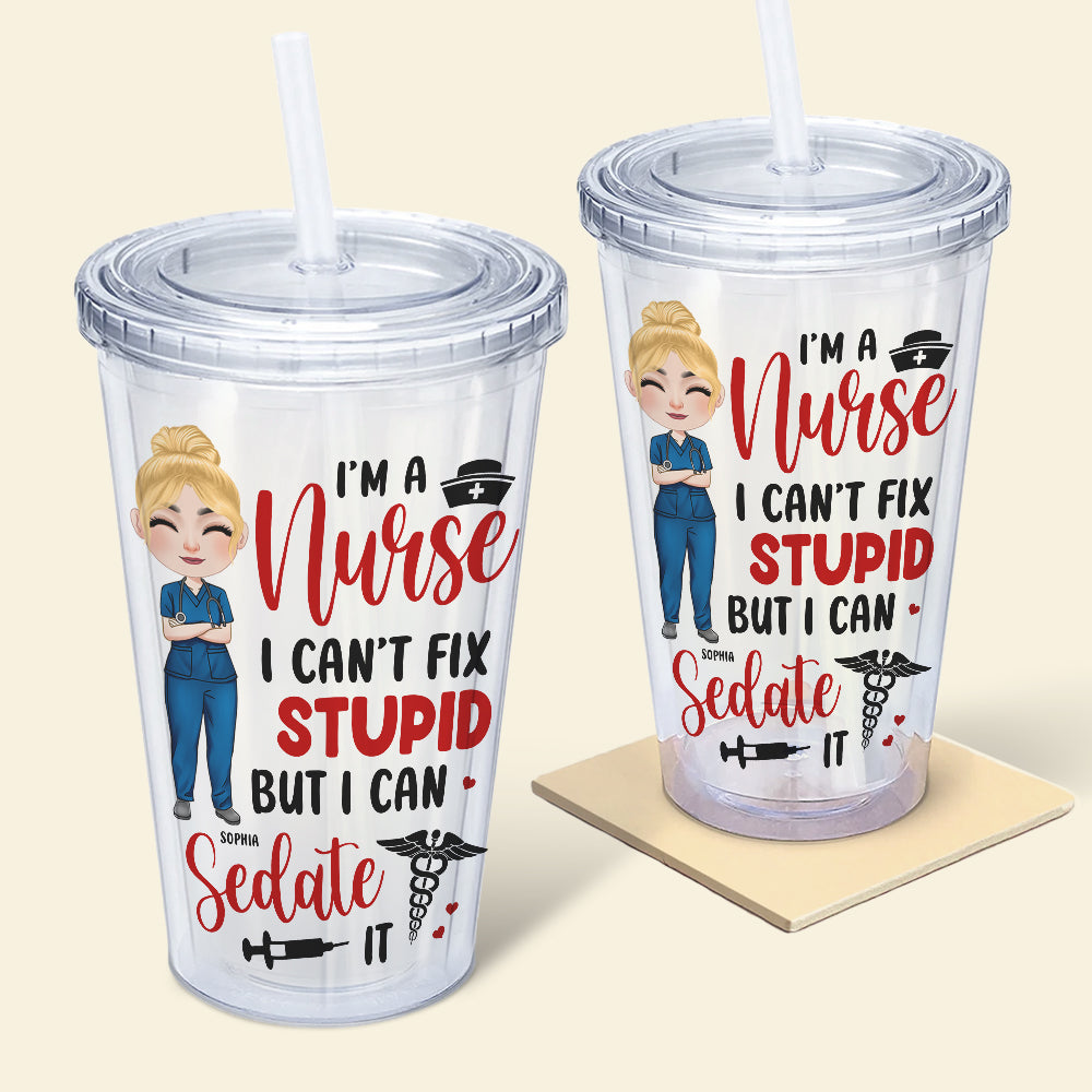 You Can't Scare Me I'm A Nurse Personalized Tumbler - Teezalo