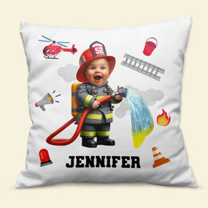 Custom Photo Gifts For Kid Firefighter Pillow 04ohti061224 - Pillow - GoDuckee