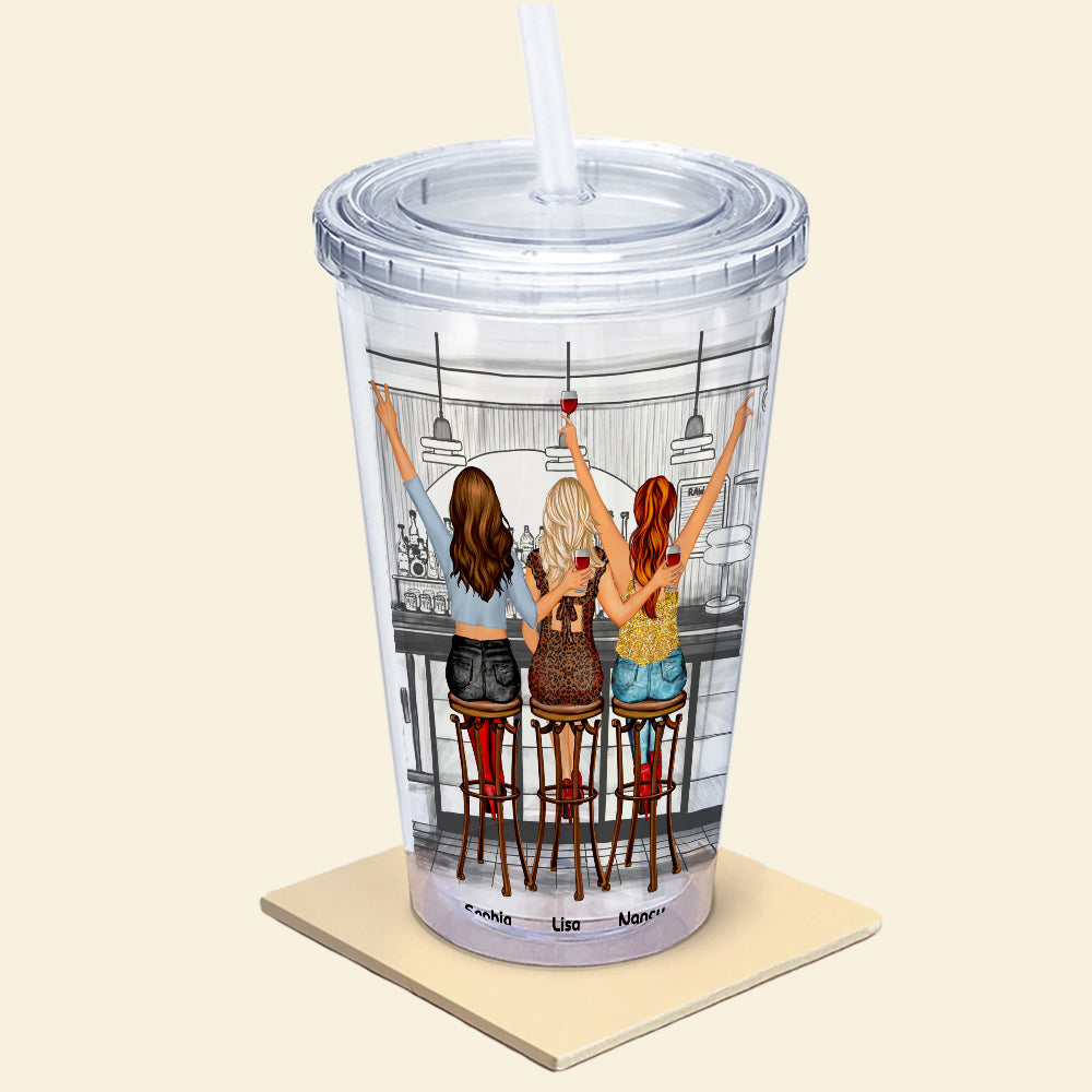 Besties Forever Personalized Drunk Friends Acrylic Tumbler 03NATN05082 -  GoDuckee