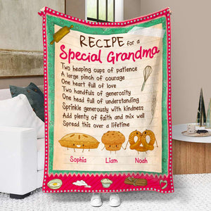 Recipe For A Special Grandma, Personalized Blanket, Cake Grandma, Gift For Grandma - Blanket - GoDuckee