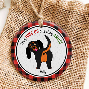 Merry Kissmyass, Gift For Dog Lover, Personalized Ceramic Ornament, Funny Dog Butt Ornament, Christmas Gift - Ornament - GoDuckee