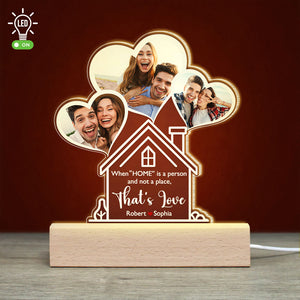 When "HOME" Is A Person And Not A Place, Couple Gift, Personalized Led Light, Custom Couple Photo Led Light - Led Night Light - GoDuckee