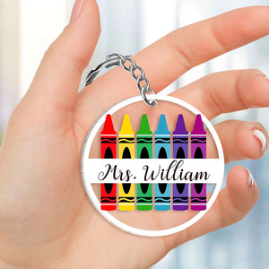 Personalized Teacher Keychain, Crayons Shape, Gift For Teacher - Keychains - GoDuckee