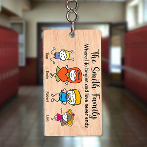 Where Life Begins, Gift For Family, Personalized Keychain, Stick Family Keychain - Keychains - GoDuckee