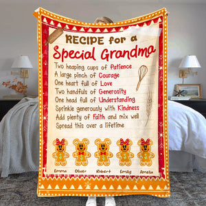 Recipe For A Special Grandma, Family Ginger Bread, Personalized Blanket, Christmas Gift For Grandma - 01hudt161123 - Blanket - GoDuckee