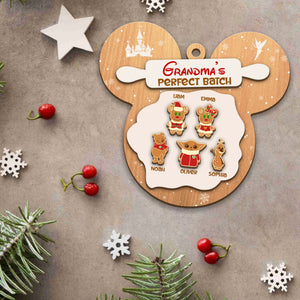 Grandma's Perfect Batch-Personalized 3 Layered Wooden Ornament-Gift For Family- Christmas Gift-PW-04htdt031123 - Ornament - GoDuckee