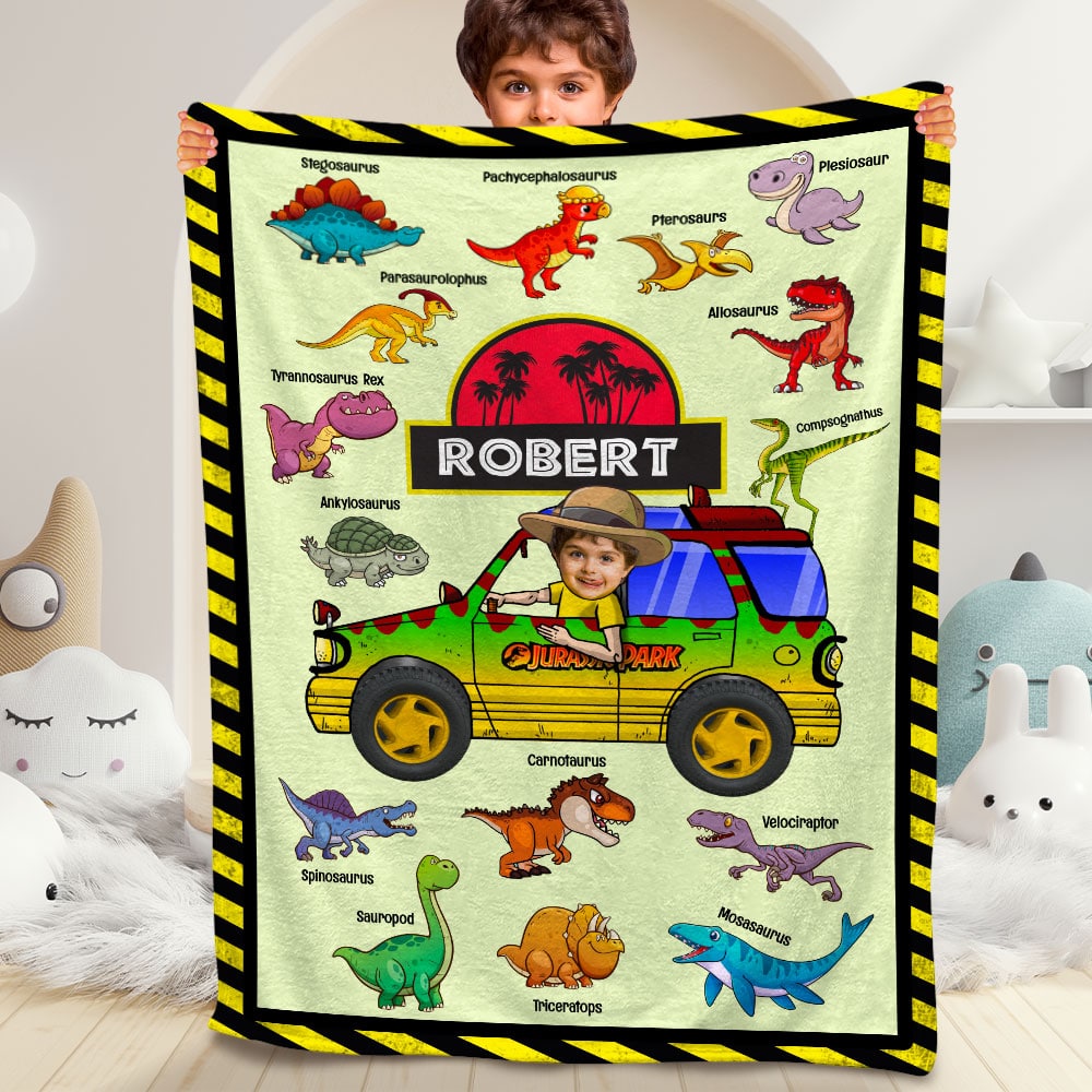 Custom Photo Gifts For Kid Blanket Dinosaur Collection - Blankets - GoDuckee